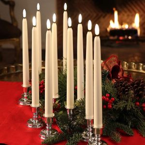 2PCS Long-lasting LED Long Pole Candle Light Warm White Flameless Taper Candles for Wedding Party Table Home Decor