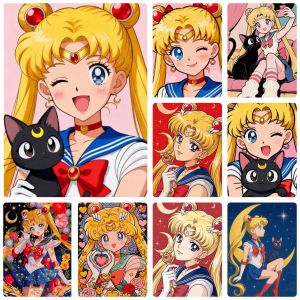 DIY Sailor Moon Classic Anime Character Luna Cat Cartoon Art Diamond Painting Mosaic Handmade Art Exquisite Home Decoration
