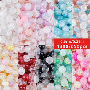 1300/650pcs 6mm Random Colors Frosted Round Acrylic Beads Round Beads Mixed in Various Styles DIY Necklaces Jewelry Material