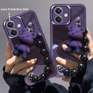 Casing OPPOA5i Pro OPPO A5i Pro OPPOA5iPro Phone Case New Design Cute Cartoon Bulldog Bear Doll Bracelet Pendant Transparent Lens Protection Soft Cover 2025
