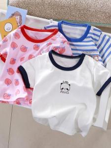 Áo Thun Tay Ngắn Mùa Hè Cho Bé Trai Và Bé Gái Áo Thun Cotton Nguyên Chất Thoáng Khí Thấm Hút Mồ Hôi Thiết Kế Cổ Tròn Áo Thun Trẻ Em