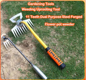 11 Teeth Dual Purpose Weeding Tool Flower Pot Weeder Uprooting Tool Gardening Tool