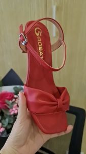 [ẢNH THẬT-FREESHIP] Sandal nữ quai nơ ROSATA RO693 cao 4p - Đỏ Trắng - HÀNG VIỆT NAM - BKSTORE