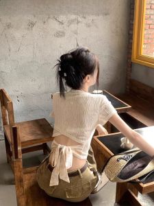 Spring Summer Short Sleeve Hollow out Design Womens T-Shirt Thin Transparent Casual Short Length Top Dkmelissa Brand Hot Girl Style