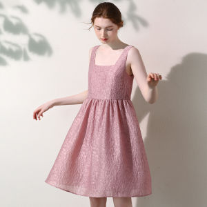 Miccbeirn | Silk Texture Sleeveless Dress High Waist A-Line Skirt French Sweet Doll Style Summer Fashionable Slimming Mid-Length Gown