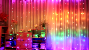 3x3M Rainbow Fairy Curtain Light With Remote Control 8Modes Garland String Holiday Party Wedding Hari raya Decoration Light