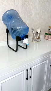 1Set Water Barrel Holder Metal Frame Water Dispenser Stand Easy Flow Nozzle for Home Office Rak Botol