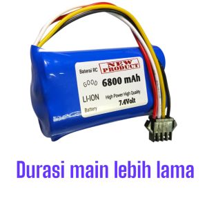 Baterai cas RC 7.4Volt ~8.4Volt 4pin 2X 18650 6800mAh soket hitam