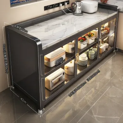 youqin | Kitchen Stone Shelf Multipurpose Microwave Storage Cabinet