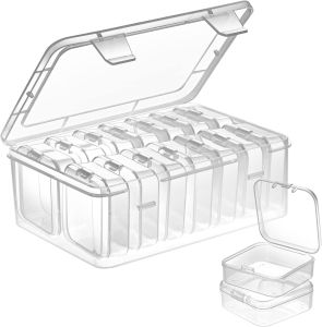 Small Bead Organizers Plastic Storage Boxes Mini Clear Bead Storage Transparent Boxes with Hinged Lid and Rectangle Clear Craft