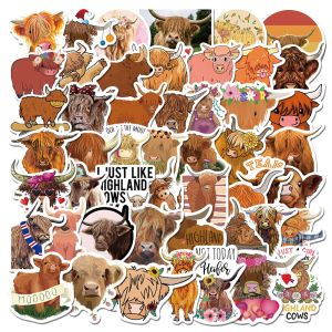 50pcs Cartoon Cute Highland Cow Graffiti Stickers DIY Waterproof PVC Stickers Highland Cow Childrens Toys Luggage Cup Scooter