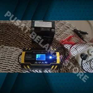 FOXSUR Cas Charger Aki Motor dan Mobil 12v 24v Otomatis Super Cepat Kering Basah 130W 150Ah with LCD