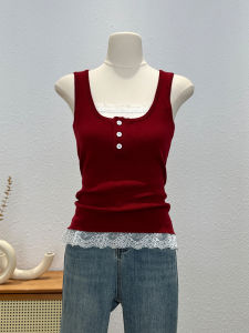 Red Strapless Slim Fit Vest Women Spring Summer Inner Color Block Base Shirt Outer Sleeveless Top Fashionable Commute Style