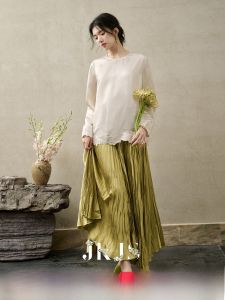 JK&JS | Chân Váy Ngắn Nếp Vintage Bằng Satin