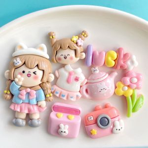 น่ารักสีชมพูการ์ตูนเรซิ่นอุปกรณ์เสริมสําหรับ DIY Hair Ties ถ้วยและรองเท้าน่ารักจี้ตกแต่งสําหรับหญิง