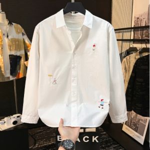 เสื้อเชิ้ตแขนยาวสไตล์ญี่ปุ่นย้อนยุค ปักลาย ลำลอง แฟชั่น ฤดูใบไม้ผลิ ฤดูร้อน ฤดูใบไม้ร่วง ฤดูหนาว ผ้าฝ้ายผสมโพลีเอสเตอร์ ระบายอากาศได้ดี