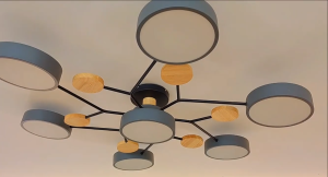 Lampu Plafon LED Tiga Warna Macaron Kayu Modern Minimalis 7 Kepala 5 Kepala Tricolor Ceiling Light untuk Ruang Tamu Kamar Tidur Dapur