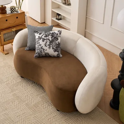 Modern Minimalist Sofa Double Seat Cream Style Living Room Home Use Small Model Nordic Arc Lamb Velvet Fabric Sofa