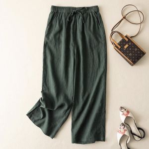 Lieoyuarn | Slimming High Waist Wide Leg Pants Loose Fit Breathable Drape