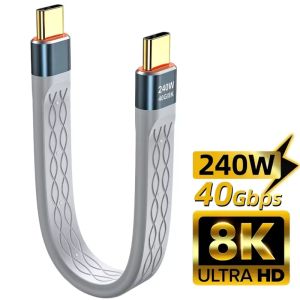 PD 240W High-Power Soft Fast Charging Ultra Short Flat Portable Data Cable USB Type-C Dual Ended Flat Cable 40GB Data Transfer