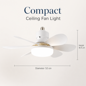E27 Base Household Silent Ceiling Fan Equipped with 30W LED Night Light Wireless Remote Control Smart Ceiling Fan Light