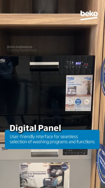 Beko Mesin Cuci Piring (Table Top) DTC36610B Setting dengan Glass-Shield