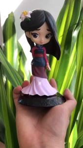 Bandai | 15cm Q Posket Princess Mulan Figure Model Toys Cake Animation Dolls Gifts Home Decor Birthday Party