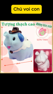 Tượng thạch cao Chú voi con đội nón dễ thương M28 (Không kèm màu) Bé Tô Màu Tô Tượng trò chơi trẻ em
