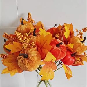 1pc Thanksgiving Artificial Pumpkin Maple Leaf Pick Fake Flower Berry Stems Autumn Harvest Home Table Centerpiece Decoration