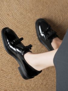 Large Size Womens Slip-On Loafers round Toe Bow Tie Fashionable Commute mid Heel Shoes Comfortable All-Match Deep Mouth Single Shoes