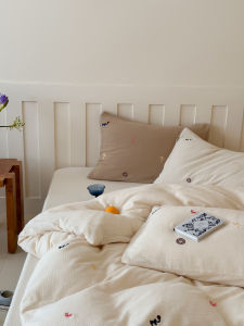 Pure Cotton Double Layered Fabric Bedding Set for Girls Summer Fresh Style Quilt Cover Sheet Pillowcase Four Piece Suite