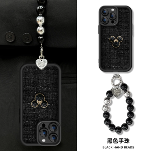 Fall Winter Small Fragrance Style Mickey Diamond Grid Cloth Art Suitable for Apple 16Promax Huawei Mate60Pro Nova13 Women P70 Simple Reno12 Luxury Vivox200 Protective Phone Case