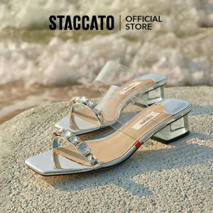 Staccato Womens Block Heel Mules รองเท้าแตะส้นสูง 1.5"ส้นหนา EI409