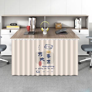 Modern Minimalist Office Desk underneath Privacy Curtain Computer Desk Windproof Curtain No Punching Needed Commercial Use