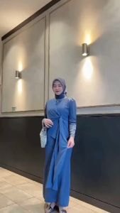 Gevira Slim Dress Velvet Mix Ceruty Gamis Wanita Terbaru 2024 Viral Dress Kondangan Wanita Elegan