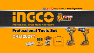 INGCO 20V LI-ION IMPACT DRILL & IMPACT WRENCH COMBO KIT | BRUSHLESS MOTOR | CKLI20275