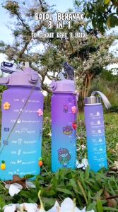 Bisa COD FREE ONGKIR - Botol Minum Gradasi Viral Botol Beranak 3 in1 Botol Doff Free Sedotan Dan Sticker Kapasitas 2 Liter