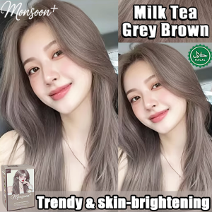 Monsoon+ Hair Dye natural organic hair colour shampoo Milk Tea Grey Brown cream for everyone with tool kit Not need to bleach hair Cover the grey hair dye hair color dye long-lasting color fixation 200ml 染发剂染发膏