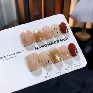 Handmade Nail Tips Amber Gradient Meralay Removable False Nails Artificial Nail Tips Cosmetic Tools for Beauty And Makeup