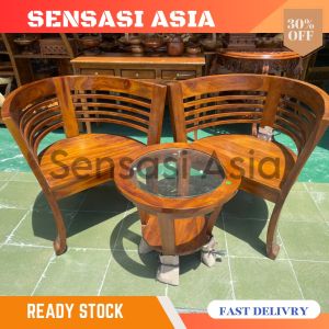 KERUSI CANTIK /KERUSI KAYU JATI OFFICE /KERUSI KAYU JATI 1+1 MEJA /KERUSI KAYU JATI