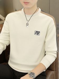 HENGYUANXIANG | Spring Autumn Long Sleeve Hoodie Mens Loose Casual Thin T-Shirt Round Neck Color Block Sweatshirt Youth Fashion Streetwear
