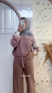 Oneset Sweater Rajut Xabala Setelan Celana Kulot Wanita Premium Kekinian