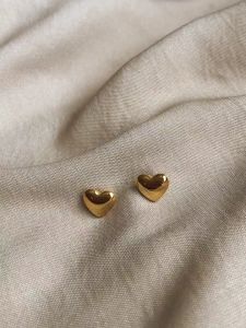 Original 18k Saudi Gold Pawnable Love Stud Earrings for Women: Small Peach Heart Earrings, Birthday Gifts, Hypoallergenic Jewelry