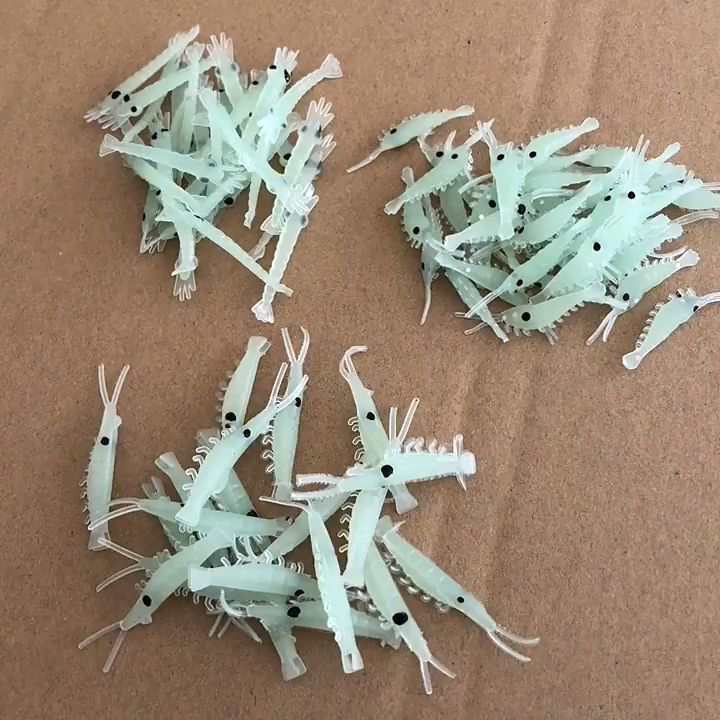 100Pcs Umpan Pancing Udang Tiruan Kecil Bercahaya Soft Lure Udang Palsu Mancing 4Cm