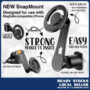 [SG] NEW SnapMount Compact Magnetic MagSafe Car Phone Holder for iPhone 12 13 Pro Max Air Vent Mount Suction