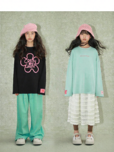 LOVESASAKIDS | Color Block Silicone Print Double-sided T-shirt for Girls
