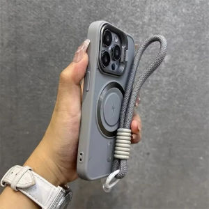 Armor Bracket For Magsafe Wrist Strap Case For iPhone 17 16 15 14 12 11 13 18 Pro Max Air Magnetic Shockproof Stand Holder Cover