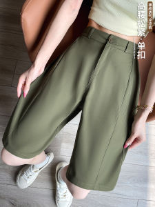 Ice Silk Quick Dry Workwear Shorts Womens Summer New Six-Part Wide Leg Pants Loose Casual Sports Shorts Commute Style High Waist