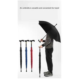 【แคมป์ปิ้ง】ร่มไม้เท้าเดินร่มแดดที่กันแดดไวนิลร่มอัตโนมัติที่จับแสนสบายร่มกันลื่น