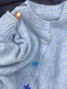 La Chapelle | Milky Blue Loose Fitting Knit Cardigan